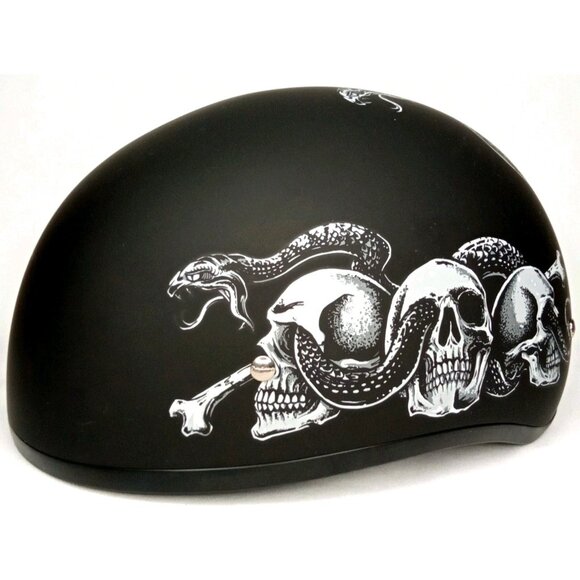 Motorcycle Helmet Daytona Skull Cap Half Helmet Size 2XL Black Snake Design - Picture 1 of 12